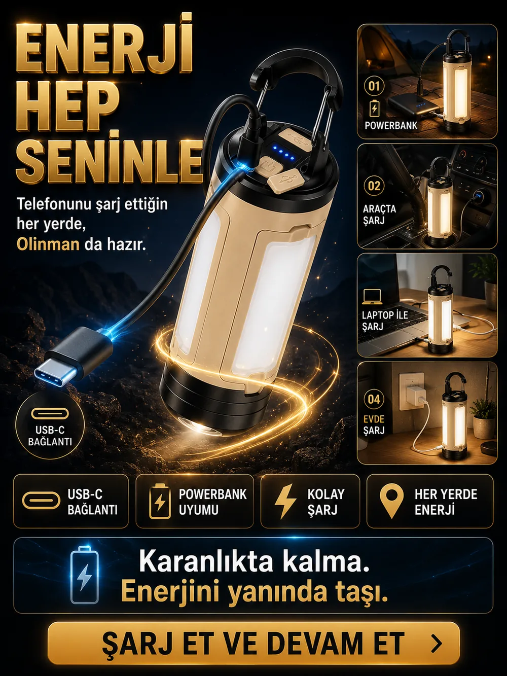 USB-C powerbank ile telefon şarjı